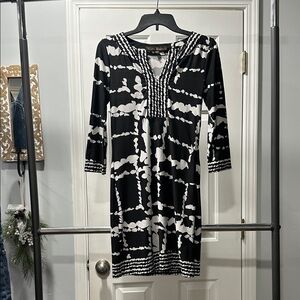 Local designer dress. Black and white.